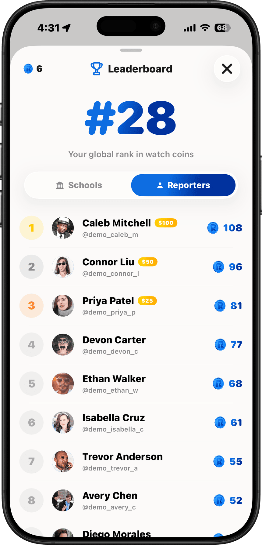 Rally — Points & leaderboard